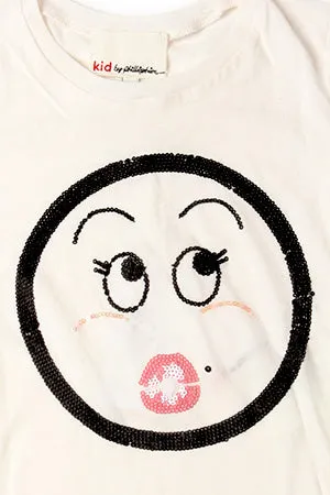 3.1 Phillip Lim SS Sequin Oops Face T in White