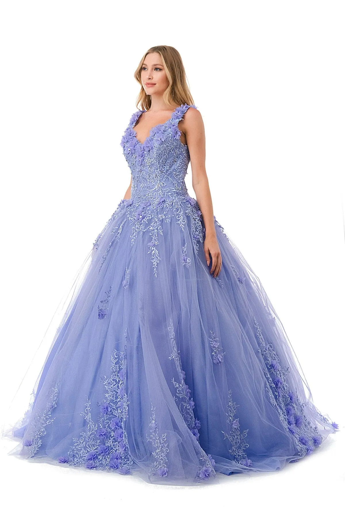 3D Floral Sleeveless Tulle Ball Gown by Coya L2729