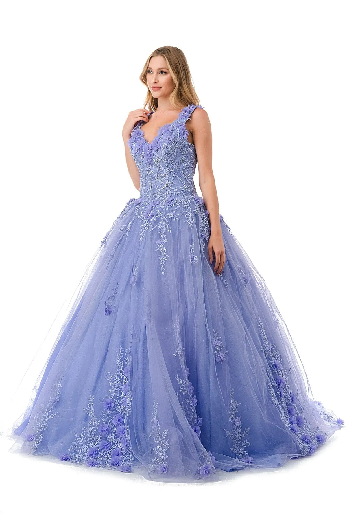 3D Floral Sleeveless Tulle Ball Gown by Coya L2729