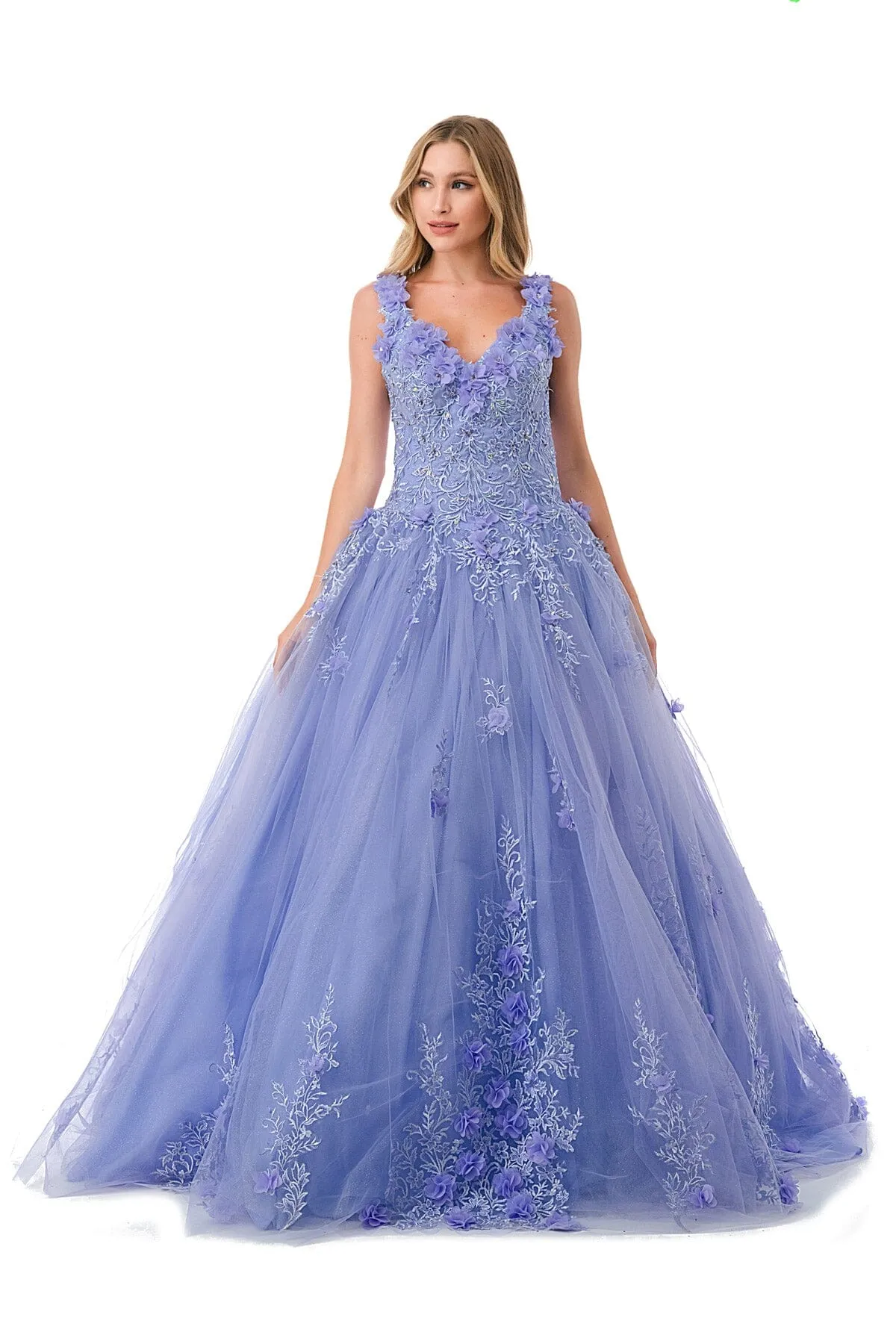 3D Floral Sleeveless Tulle Ball Gown by Coya L2729