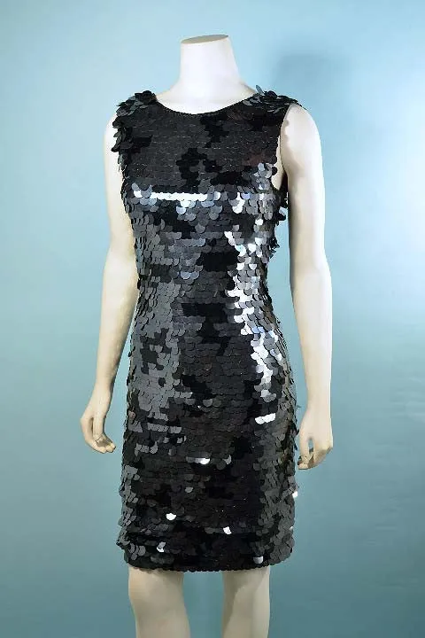 90s Black Sequin/Beaded Cocktail Party Dress, Black Tie XS/S