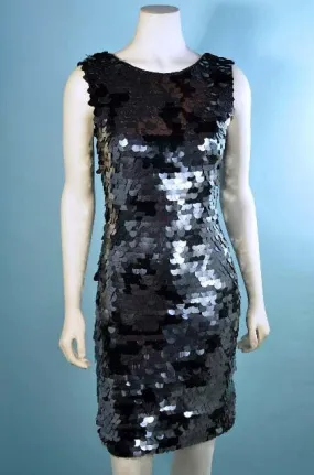 90s Black Sequin/Beaded Cocktail Party Dress, Black Tie XS/S