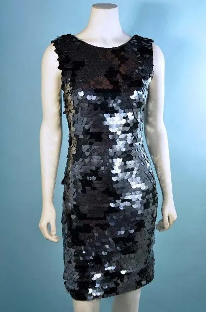 90s Black Sequin/Beaded Cocktail Party Dress, Black Tie XS/S