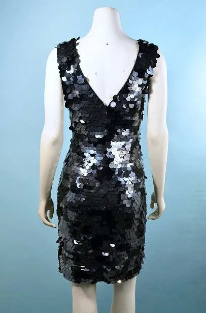 90s Black Sequin/Beaded Cocktail Party Dress, Black Tie XS/S