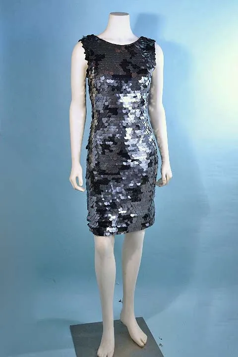 90s Black Sequin/Beaded Cocktail Party Dress, Black Tie XS/S