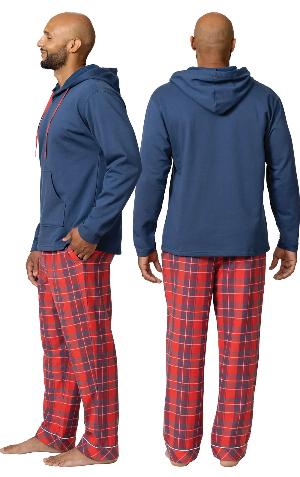 Americana Plaid Mens Hoodie Pajamas - Family Set