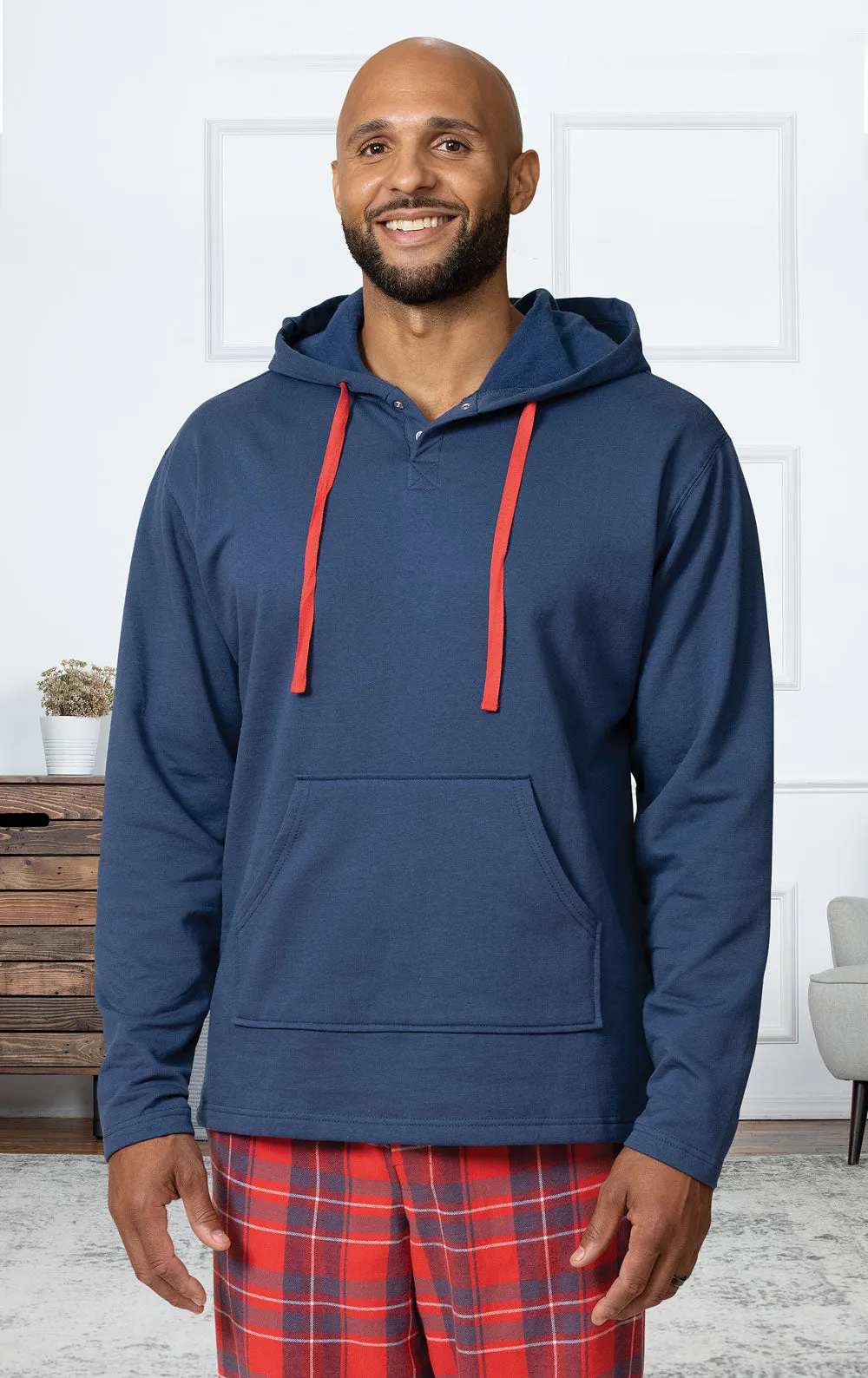 Americana Plaid Mens Hoodie Pajamas - Family Set
