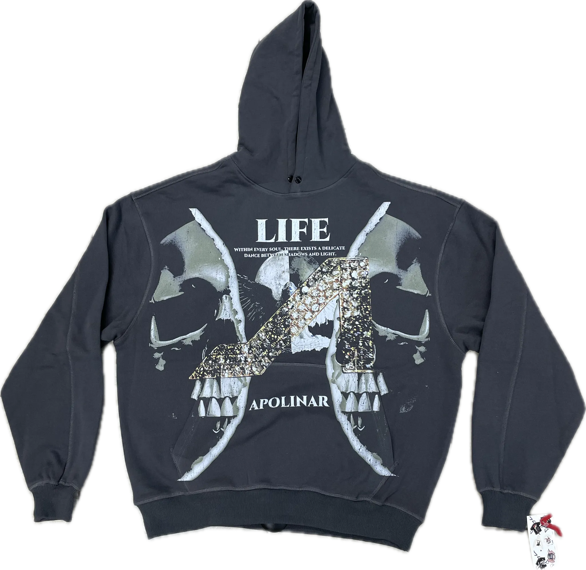 APOLINAR LIFE BLACK INK HOODIE -PLR-402 'CEMENT'