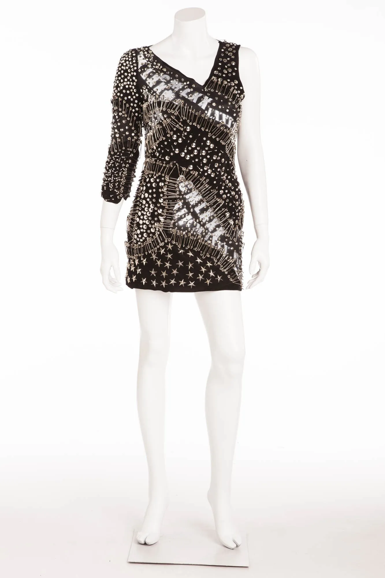 Balmain - As Seen on Kristin Stewart - Balmain Spring 2011 Safety Pin and Star Embellished Dress - FR 38