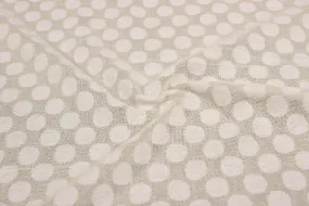 Beige & White Polka Dots Cotton Jacquard Fabric