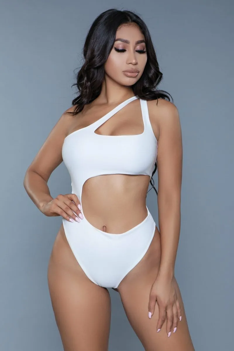 BeWicked one shoulder 1976 Quinn Swimsuit White