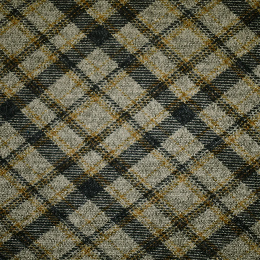 Bias Plaid Print Brushed Sweater Knit Taupe/Black