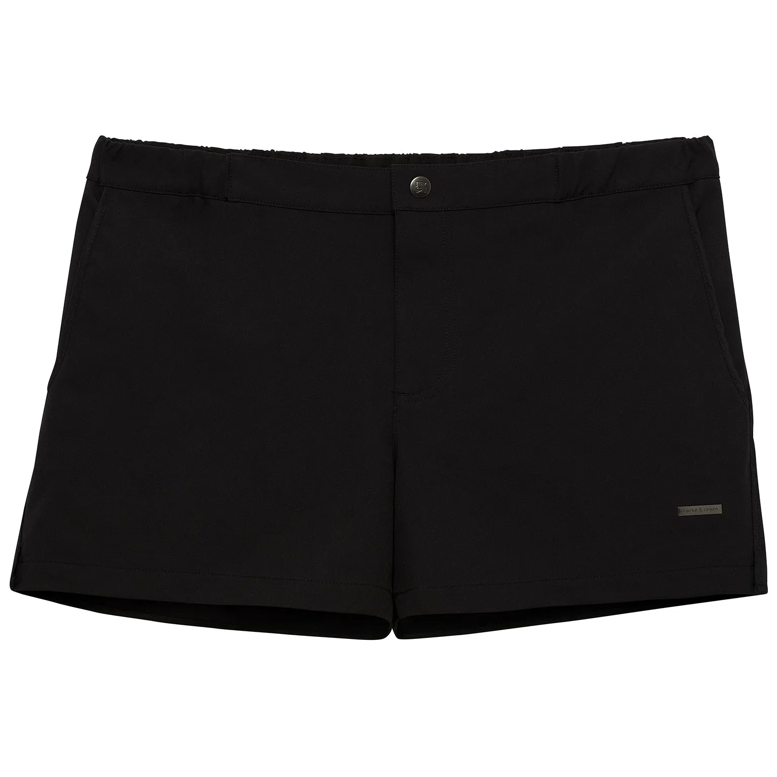 Black 2" Angeleno Solid Stretch Swim Trunk