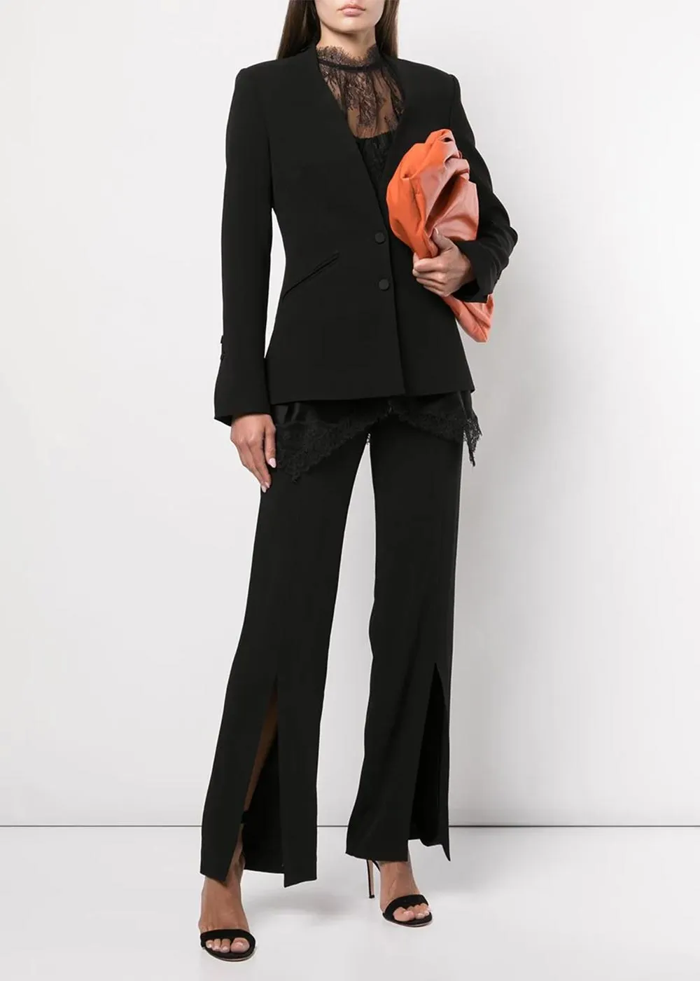Black Crepe Straight-Leg Trousers