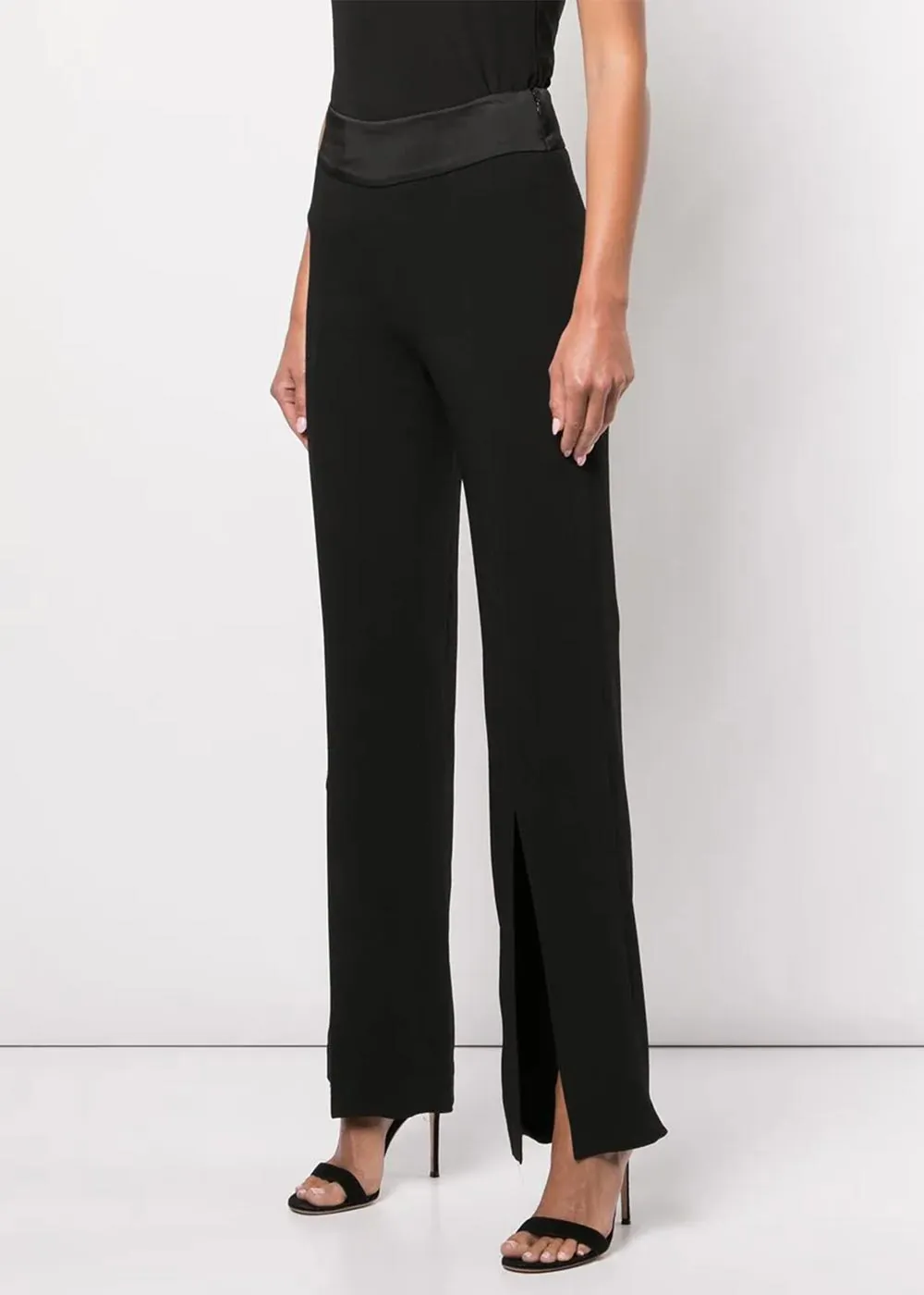 Black Crepe Straight-Leg Trousers