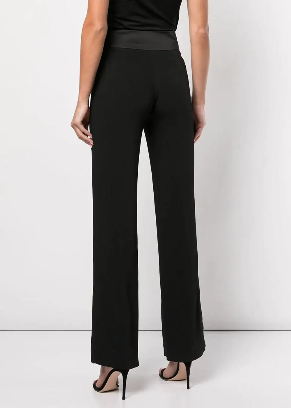 Black Crepe Straight-Leg Trousers