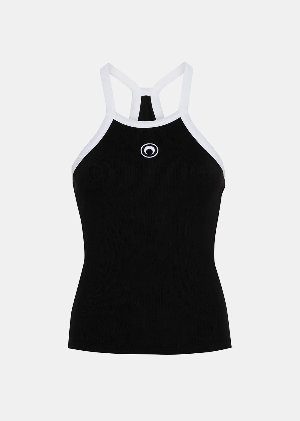Black Crescent Moon-Embroidered Top