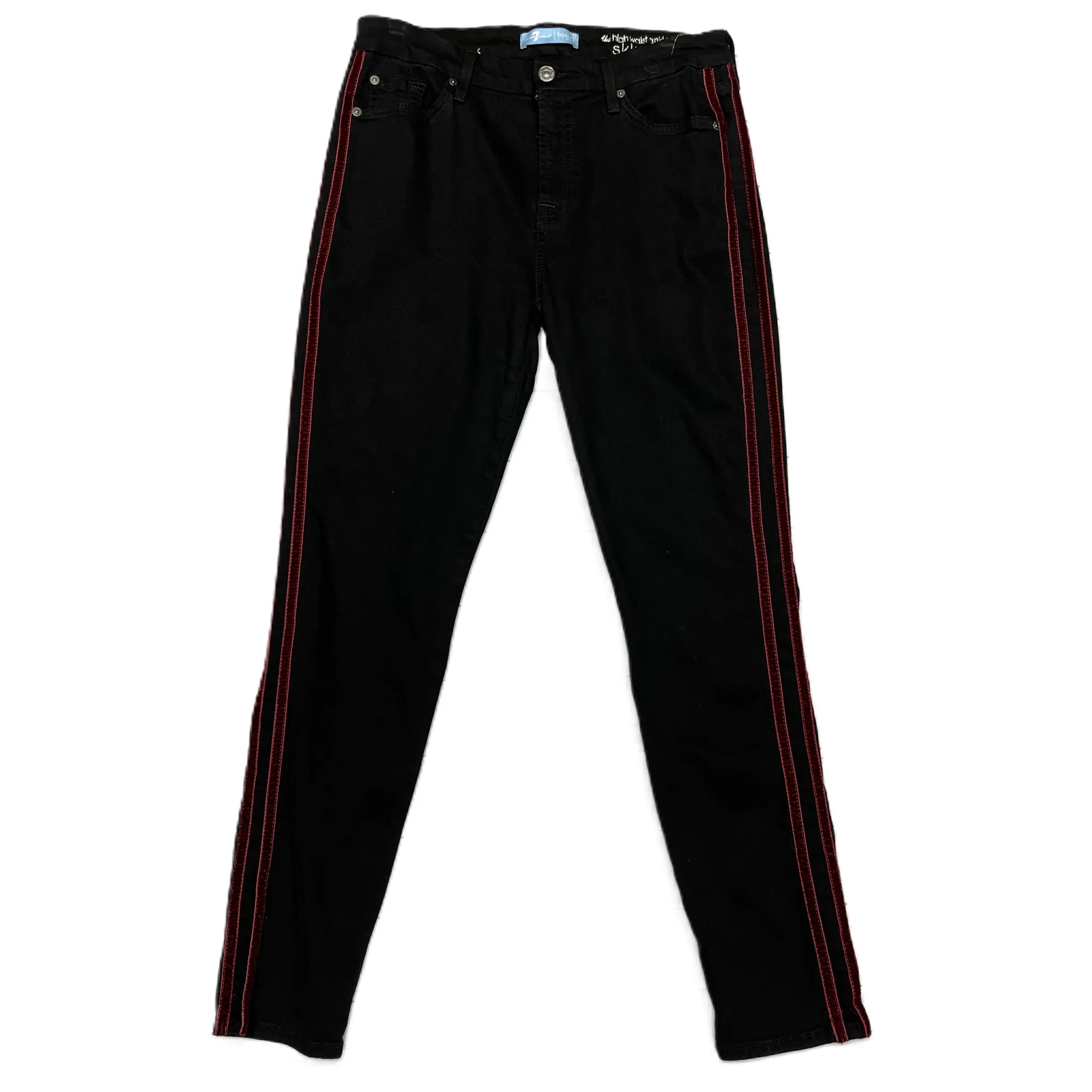 Black Red Jeans Straight By 7 For All Mankind, Size: 8