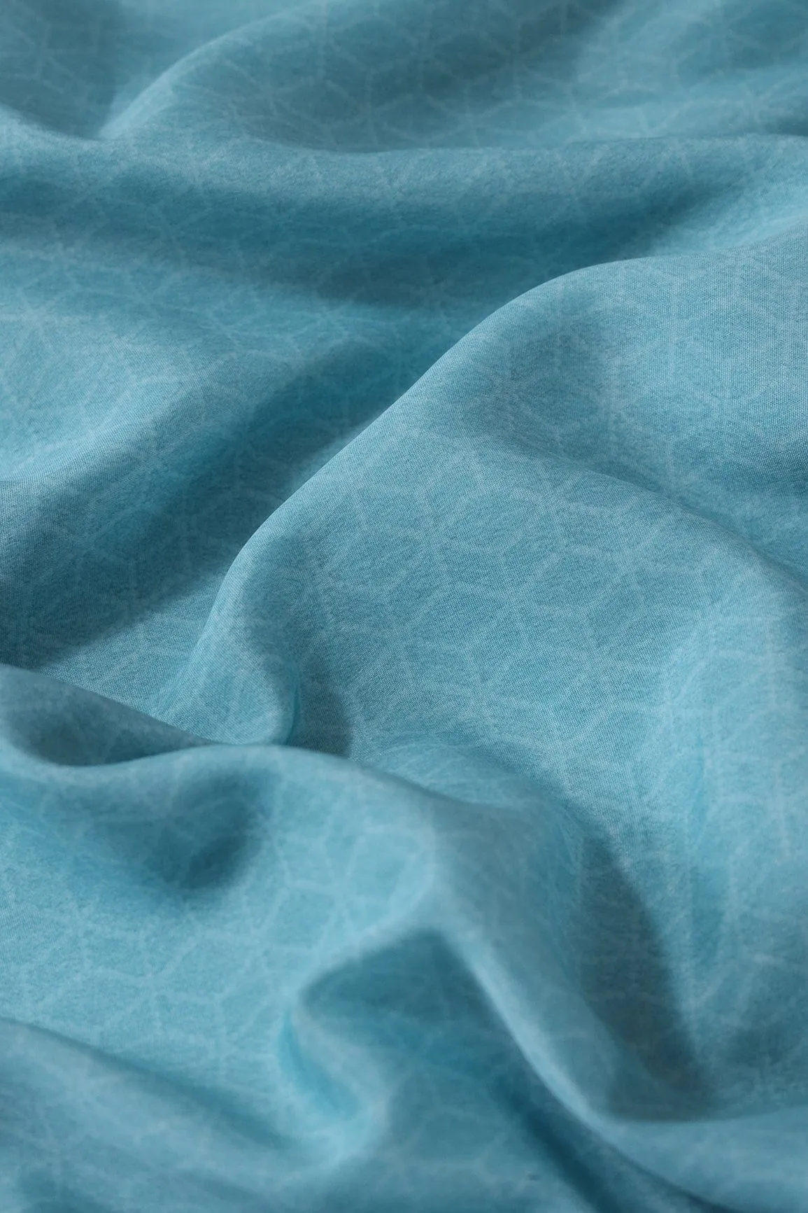 Blue And Mint Green French Crepe Unstitched Suit (2 Piece)