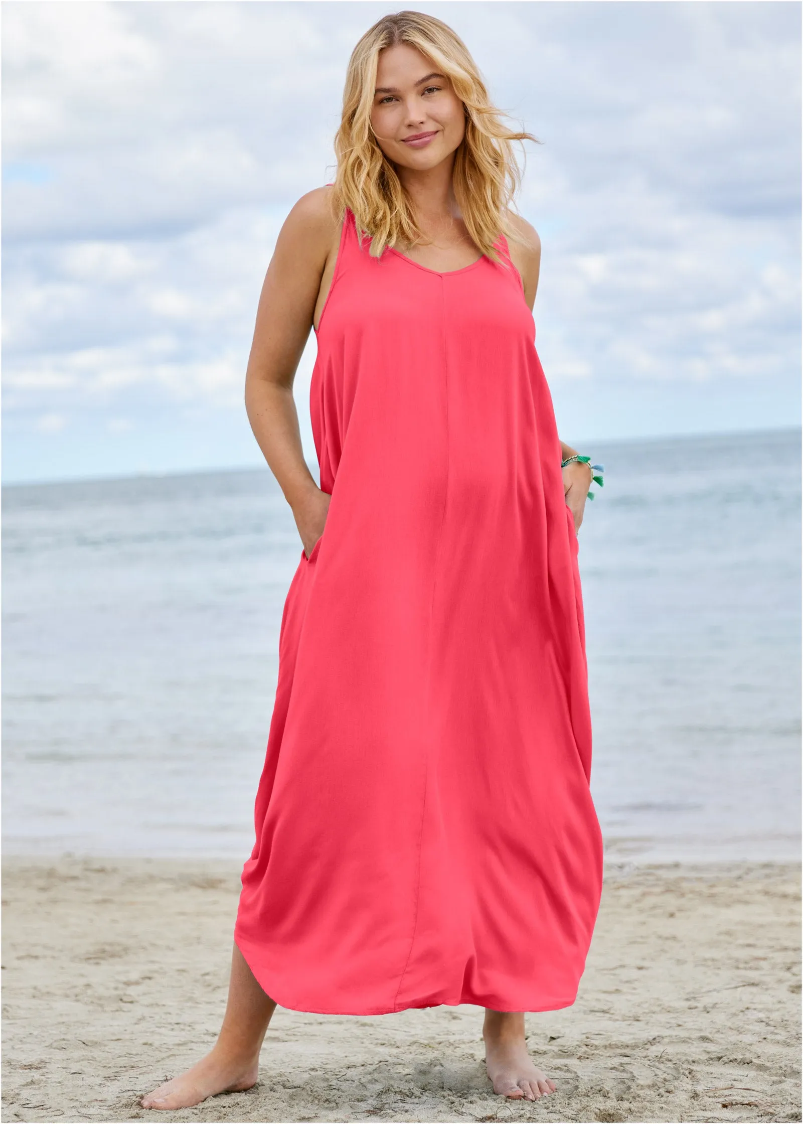 Boho Maxi Dress Cover-Up - Sunset Pink