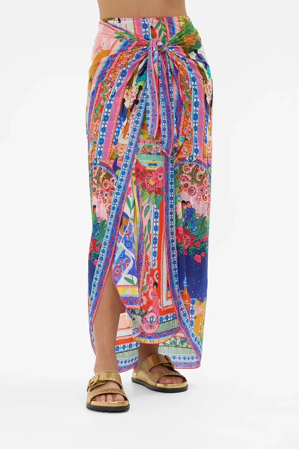 Camilla Layered Long Sarong With Front Tie - Roeqiyas Realm