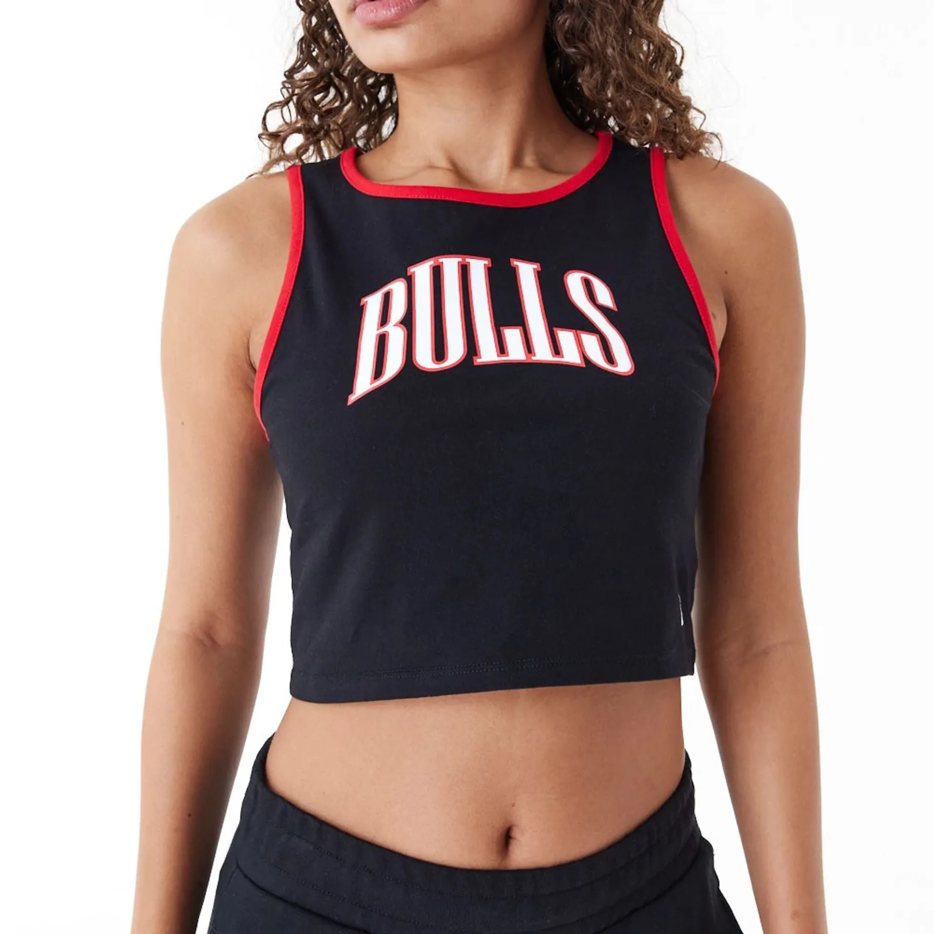 Chicago Bulls Womens Womens NBA Team Wordmark Black Crop Tank Top