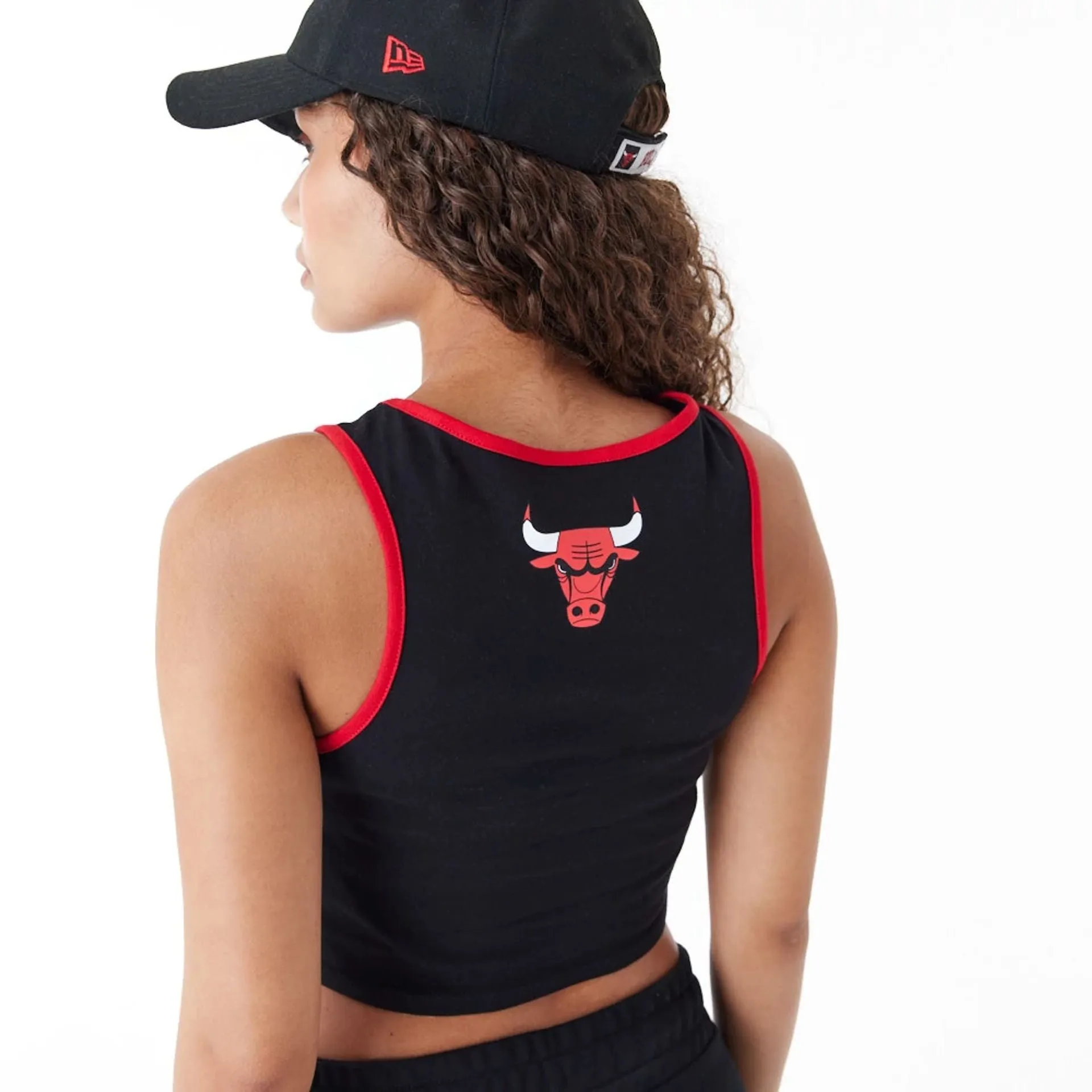 Chicago Bulls Womens Womens NBA Team Wordmark Black Crop Tank Top