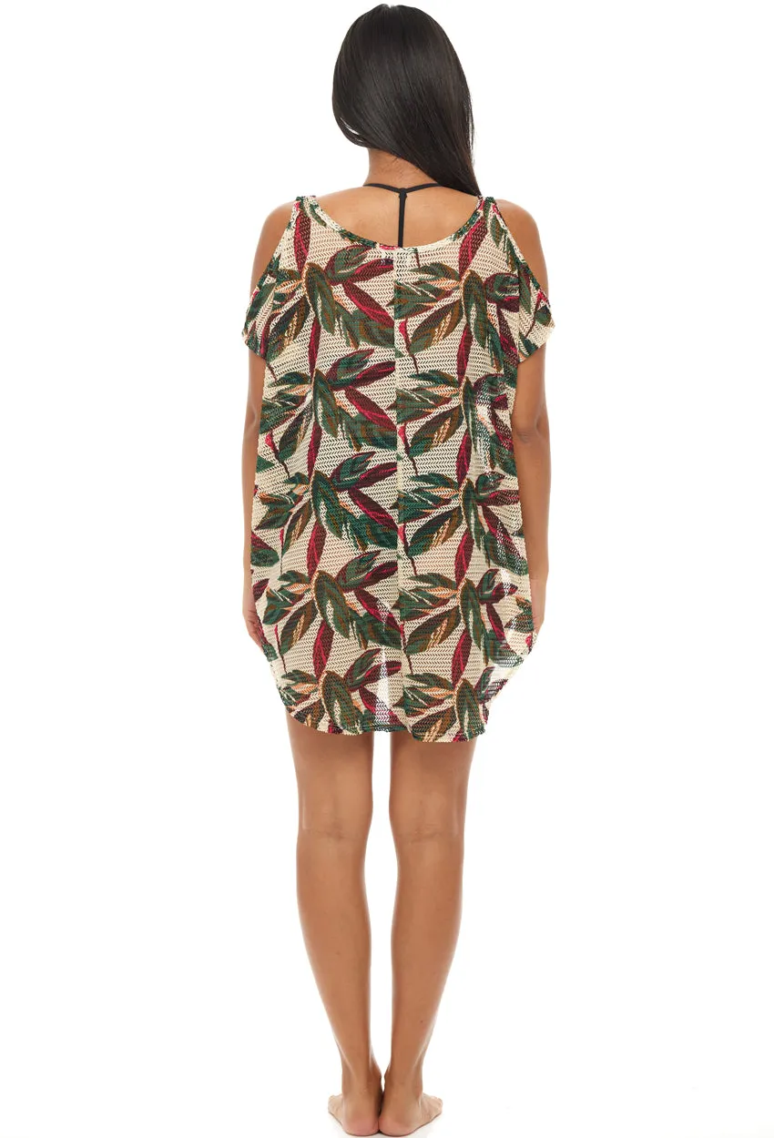 COLD SHOULDER TUNIC - CHEVRON PRINT
