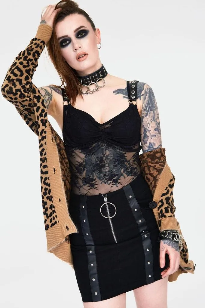 Contraband Sheer Black Lace Strap Top