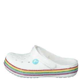 Crocband Rainbow Glitter Clg K White