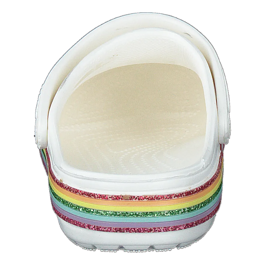 Crocband Rainbow Glitter Clg K White