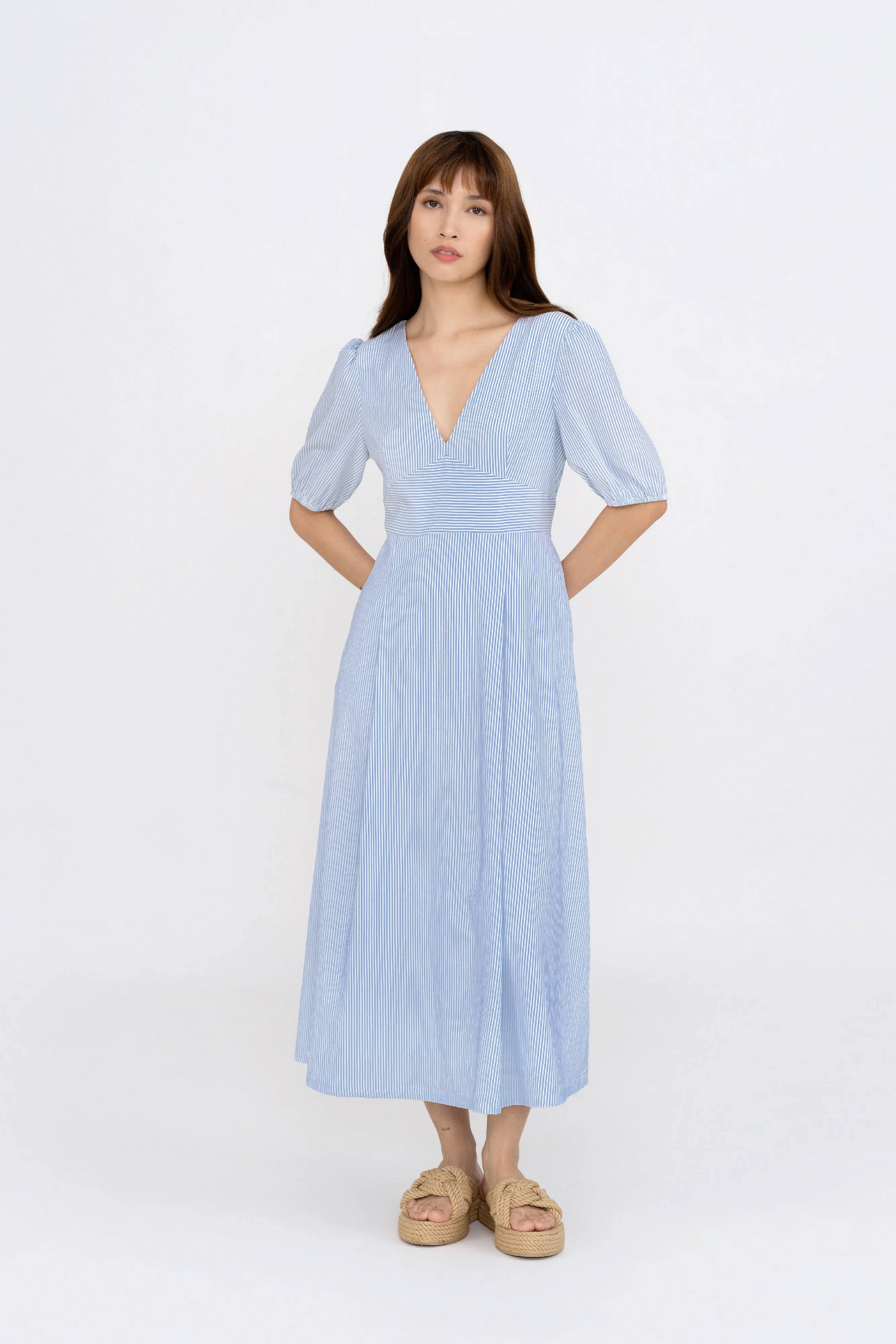 Delaney V-Neck Striped Maxi Dress