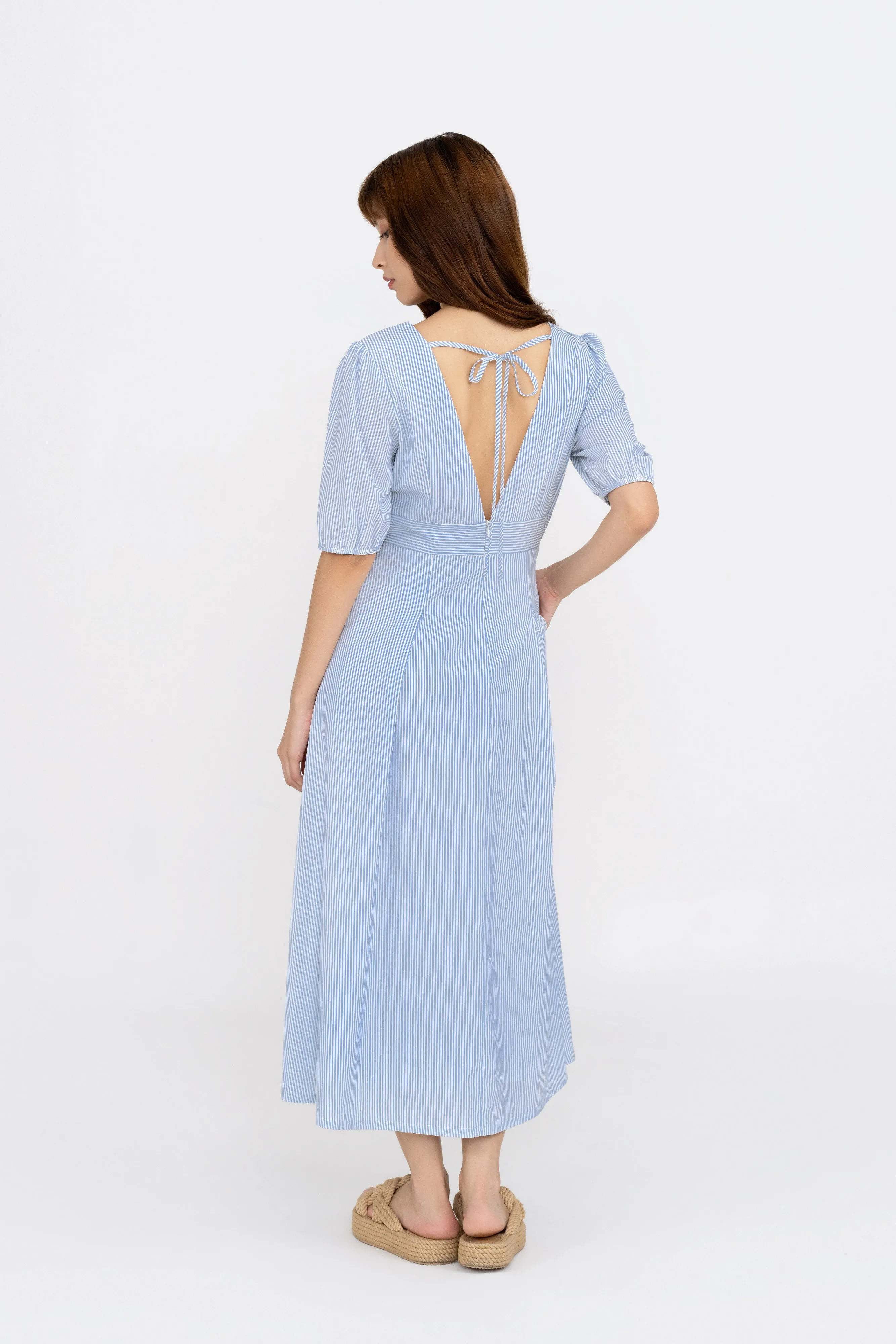 Delaney V-Neck Striped Maxi Dress