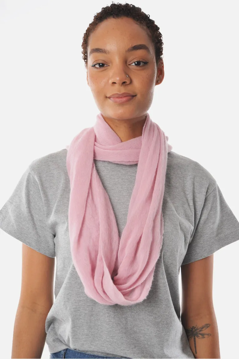Dusty Pink Melange Knit Cashmere Tube Scarf