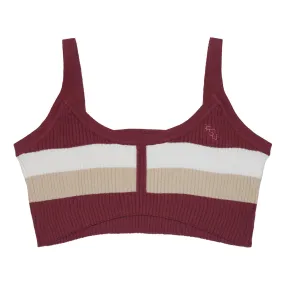 Emerson Street Women's Stacked FSU Stripe Knit Bra Top - Garnet/Gold/White