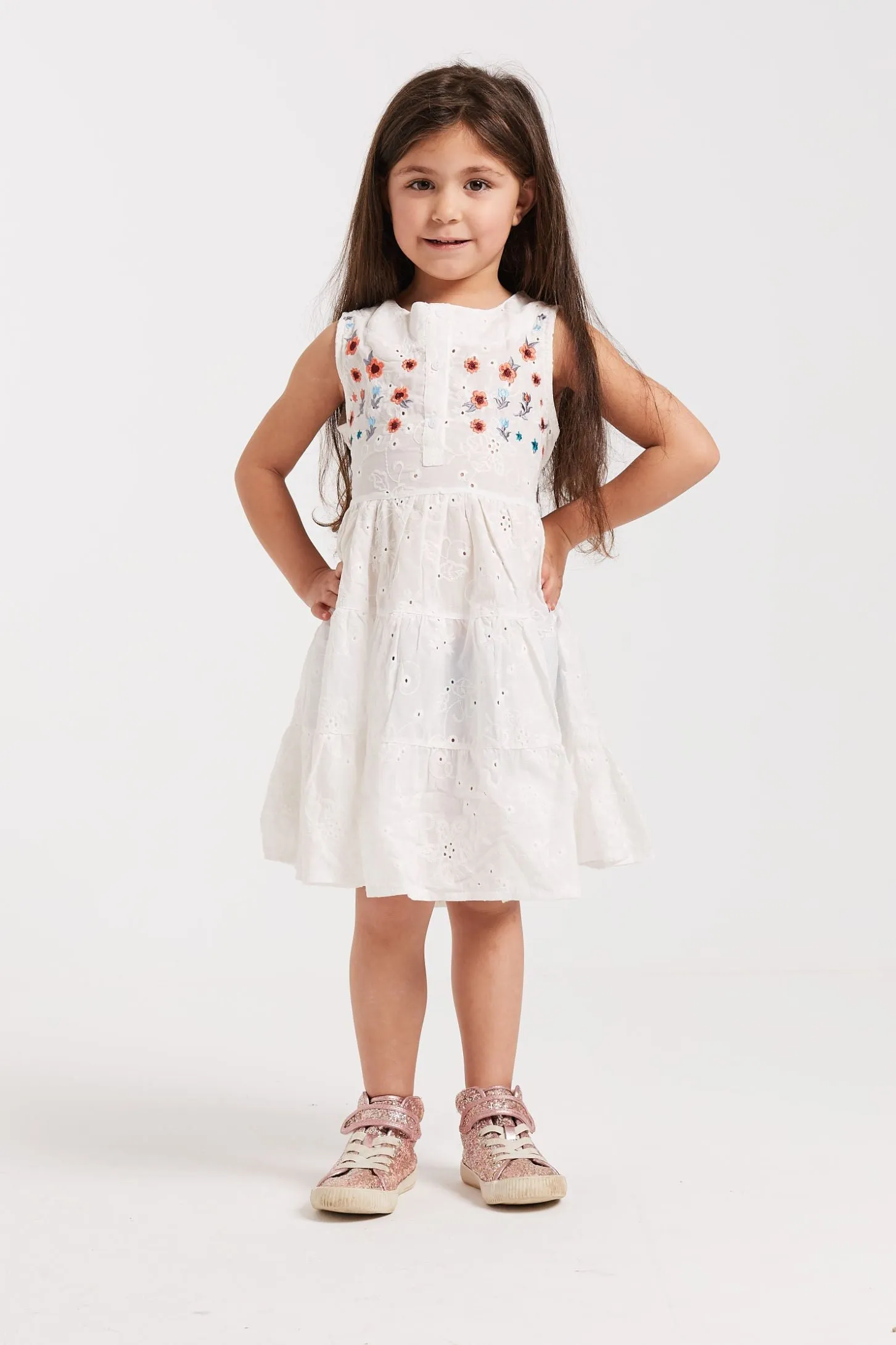EMROIDERED TIERED DRESS