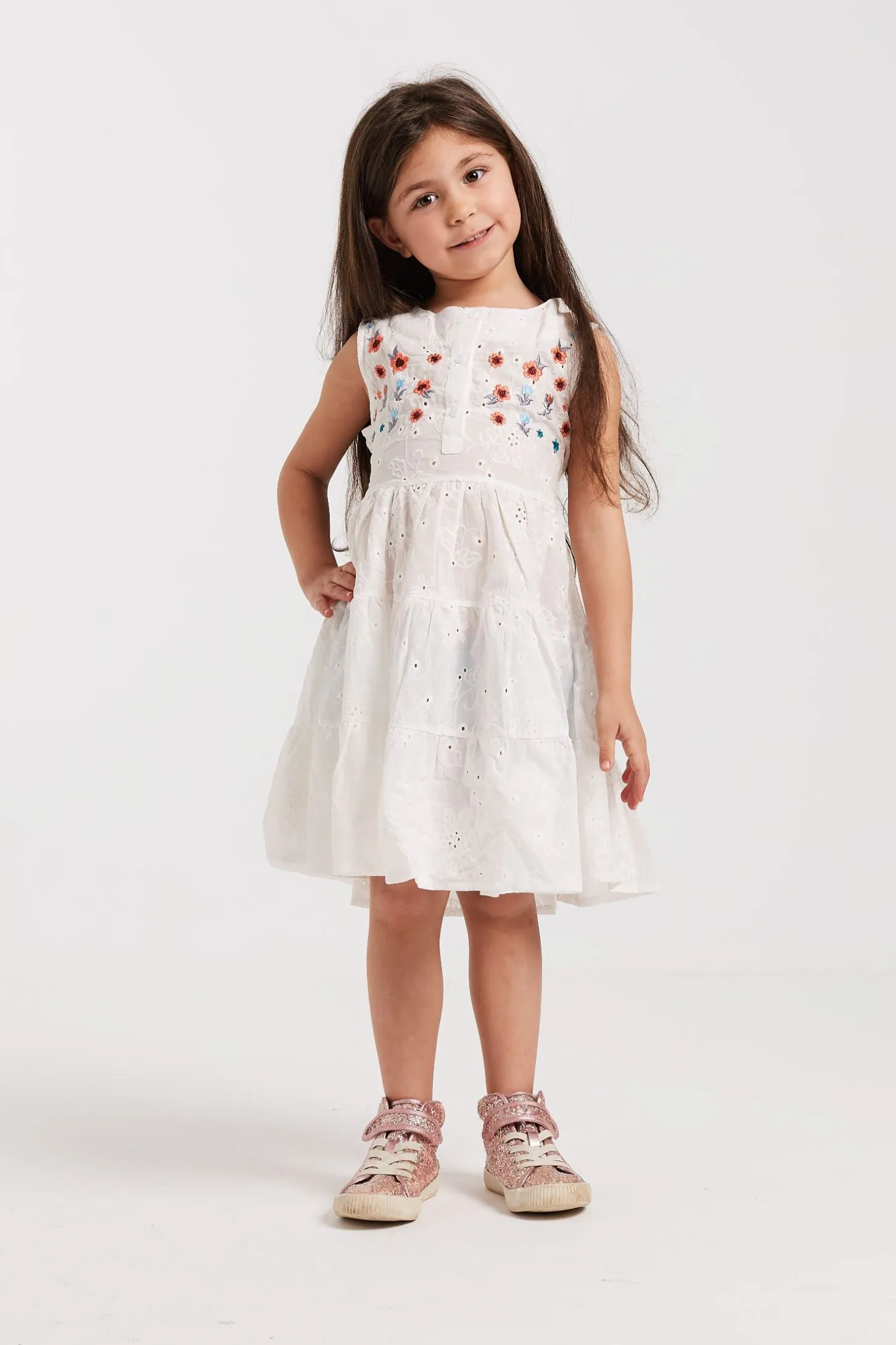 EMROIDERED TIERED DRESS