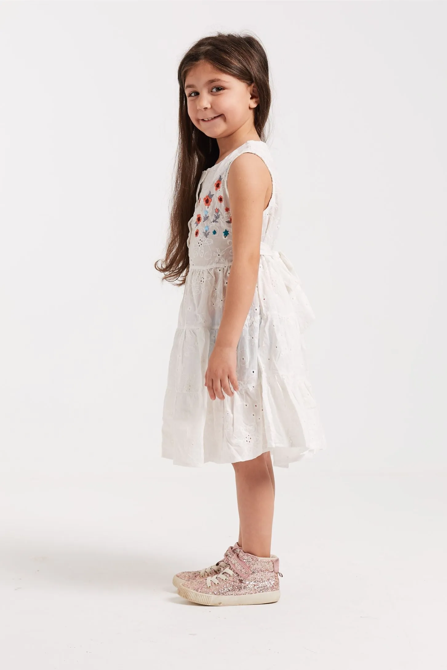 EMROIDERED TIERED DRESS