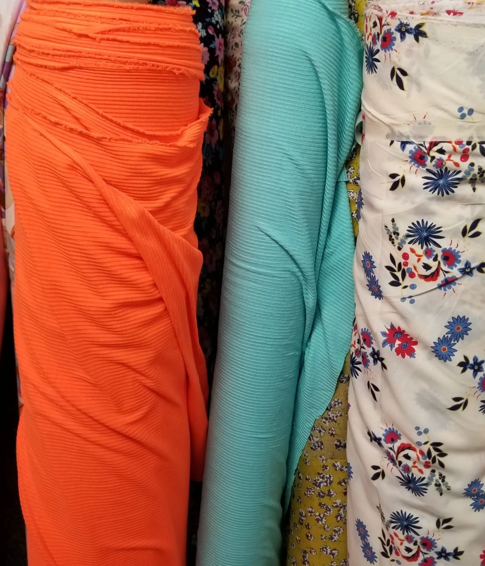 End of Bolt: 2-3/8th yards of Fashion Jersey Rib 4x2 Mint Blue Rayon Spandex Knit-Remnant