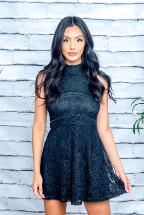 Floral Print Lace Mini Dress With Full Lining (DYD1153)