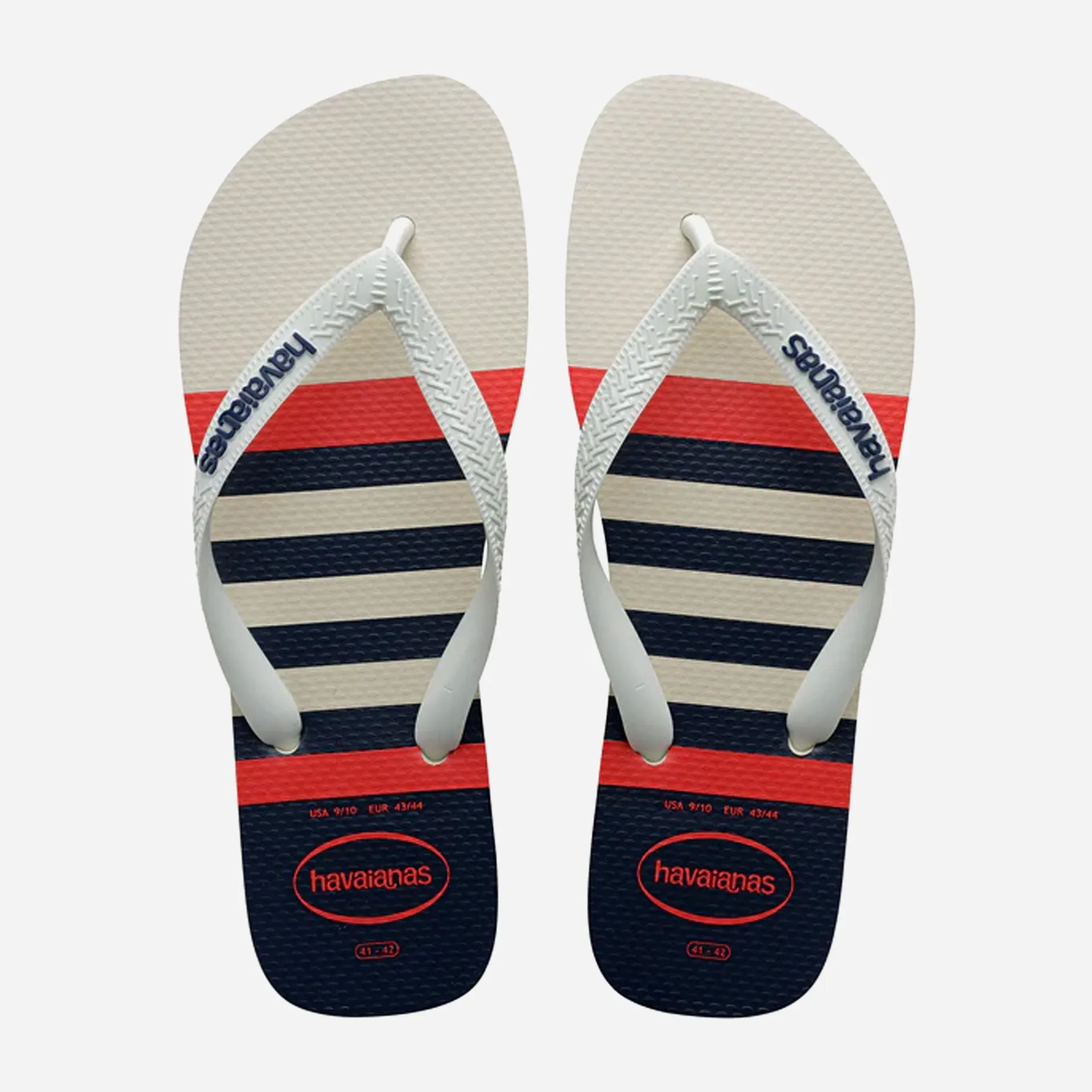 Havaianas Top Nautical Flip Flops - White/White/Navy