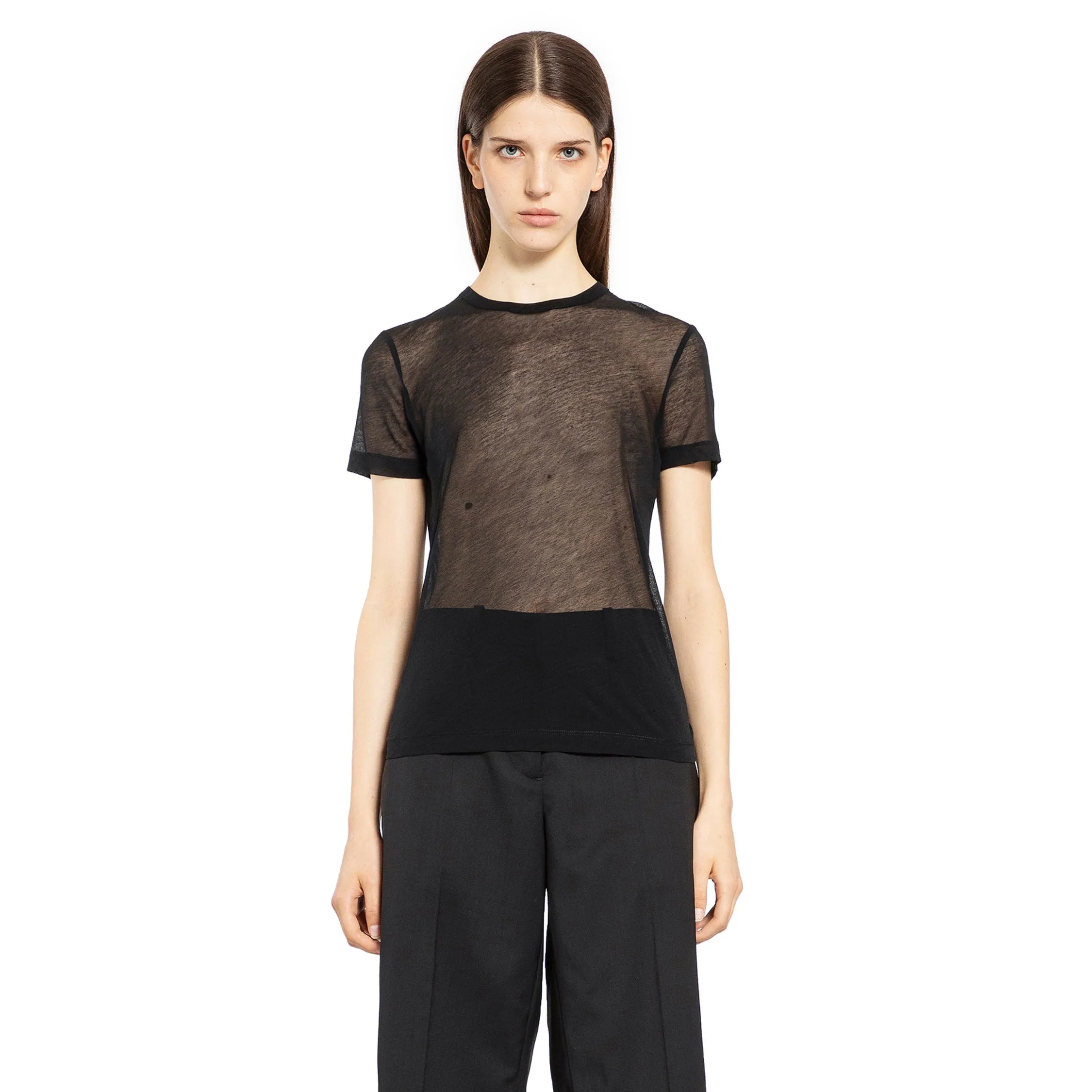 HELMUT LANG WOMAN BLACK T-SHIRTS & TANK TOPS