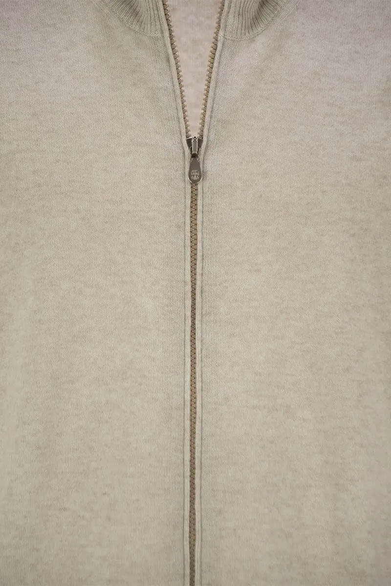 HIGH-NECKED CASHMERE CARDIGAN WITH ZIP