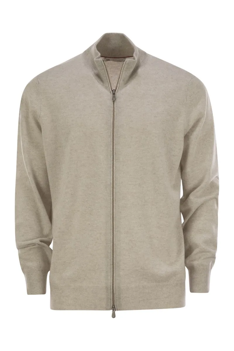 HIGH-NECKED CASHMERE CARDIGAN WITH ZIP