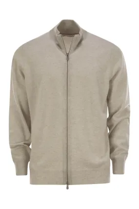 HIGH-NECKED CASHMERE CARDIGAN WITH ZIP