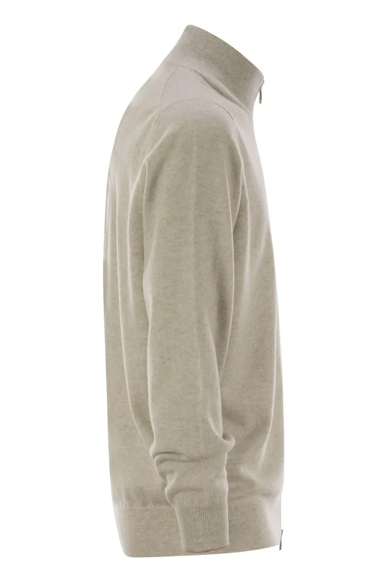 HIGH-NECKED CASHMERE CARDIGAN WITH ZIP