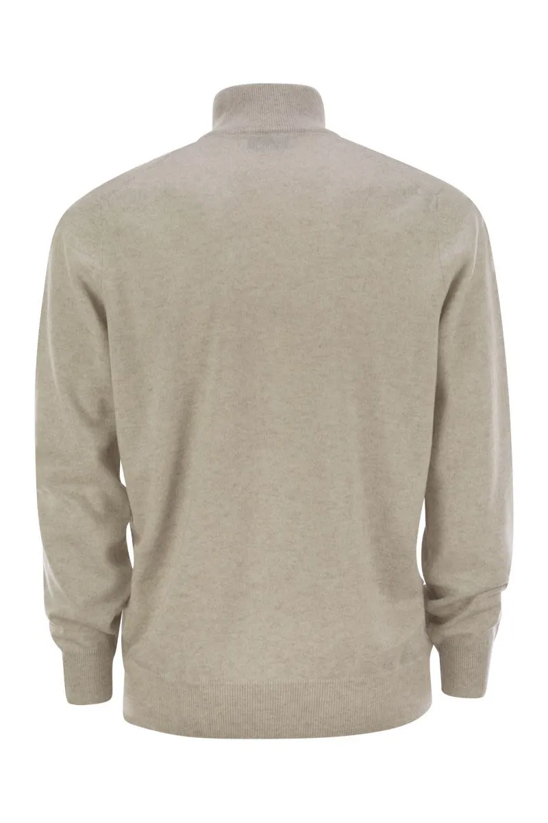 HIGH-NECKED CASHMERE CARDIGAN WITH ZIP