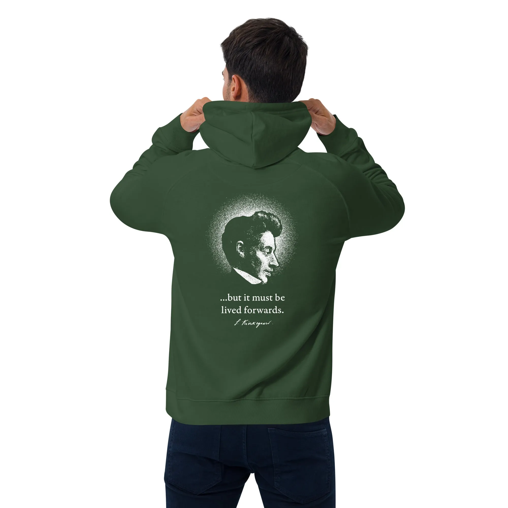 Kierkegaard Quote - Life can only be understood backwards - Eco Hoodie
