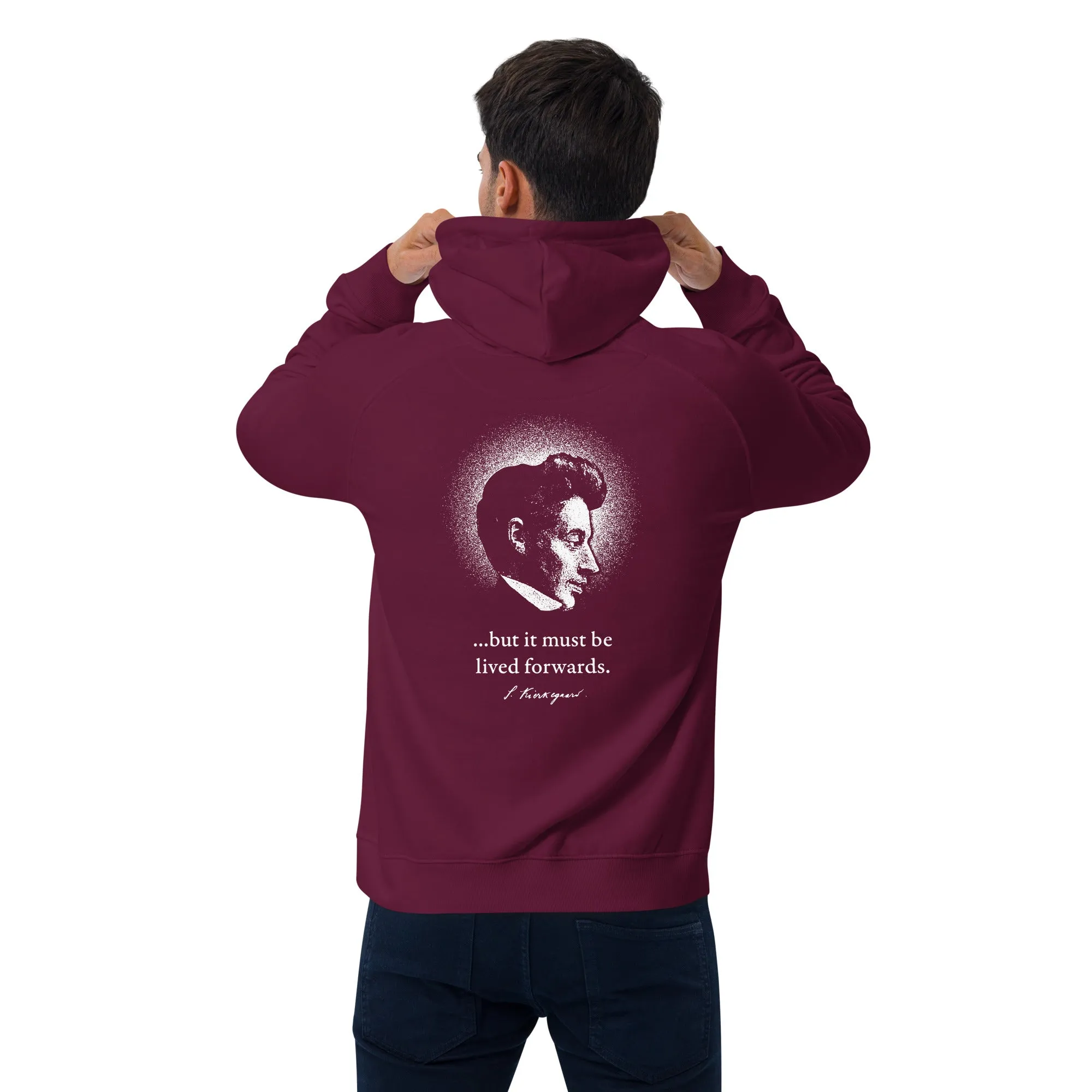 Kierkegaard Quote - Life can only be understood backwards - Eco Hoodie