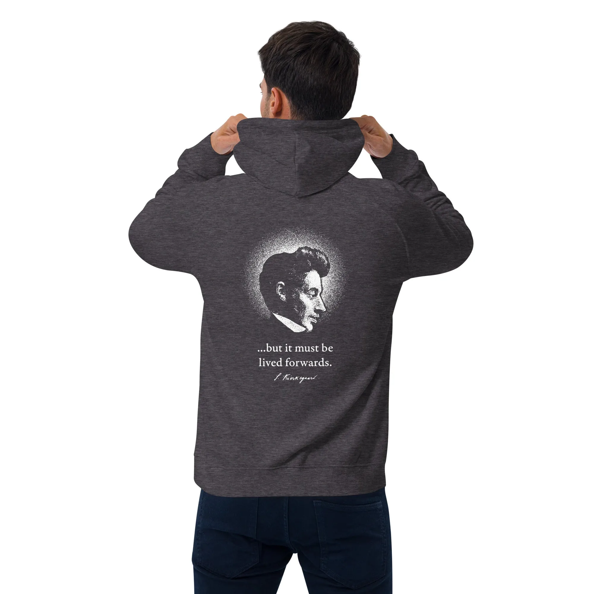 Kierkegaard Quote - Life can only be understood backwards - Eco Hoodie